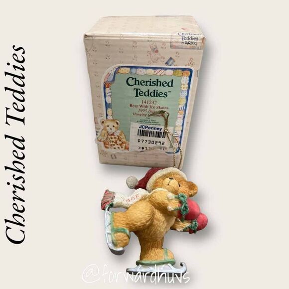 Enesco Cherished Teddies Hanging Ornament - “Bear with Ice Skates” (1995) - Picture 6 of 8
